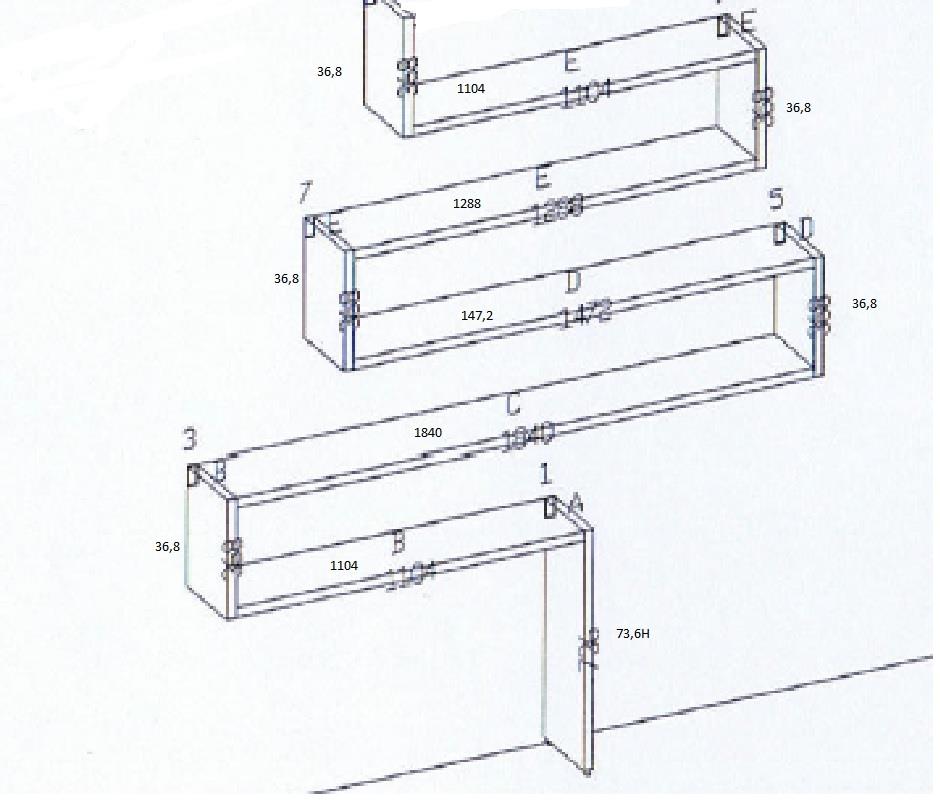 Libreria sospesa LAGO Linea 30mm