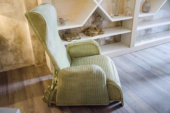 LLOYD LOOM poltrona relax reclinabile verde