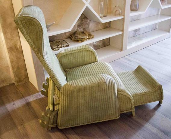 LLOYD LOOM poltrona relax reclinabile verde