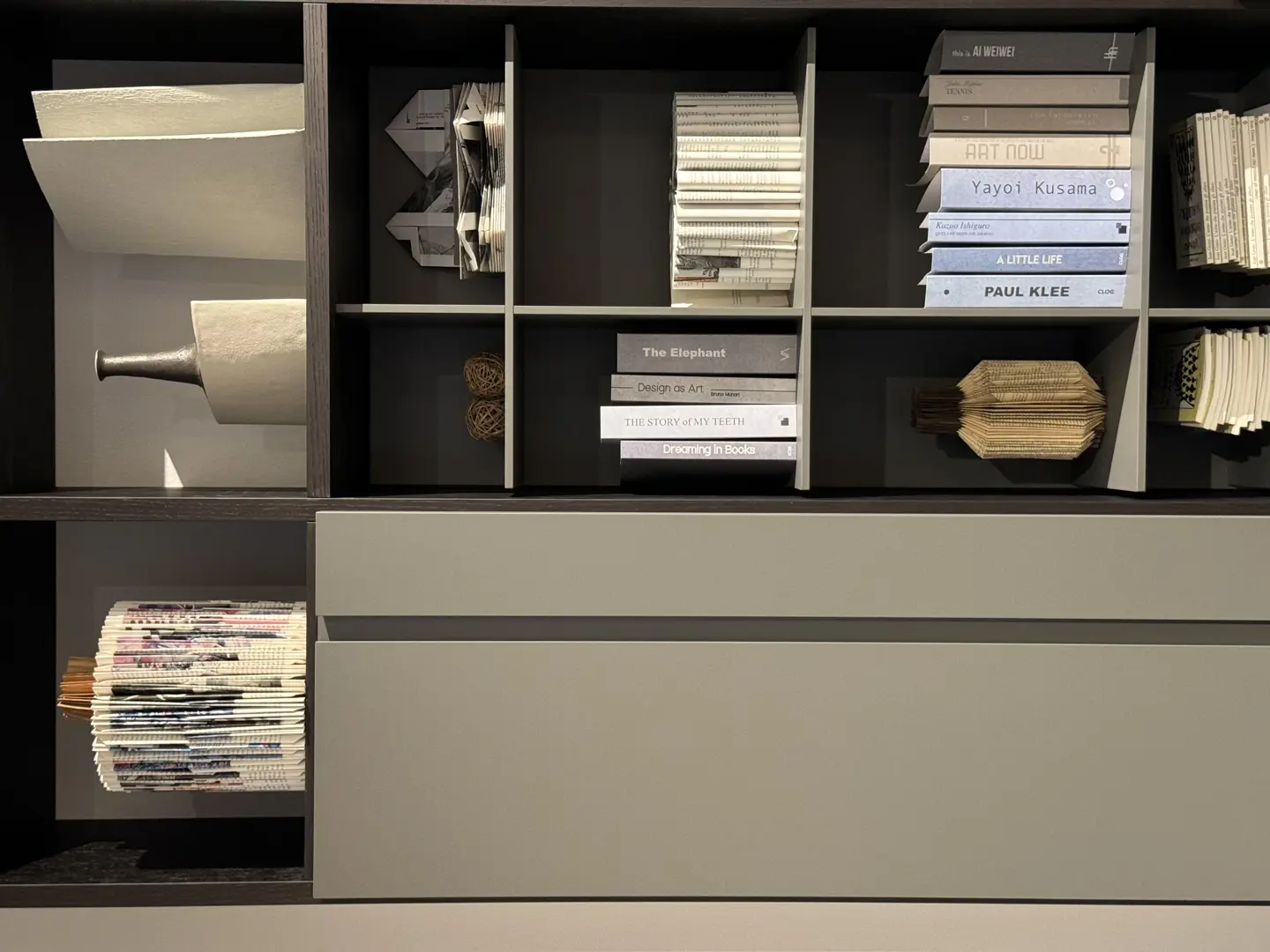 libreria Selecta Lema rovere carbone laccato basalto