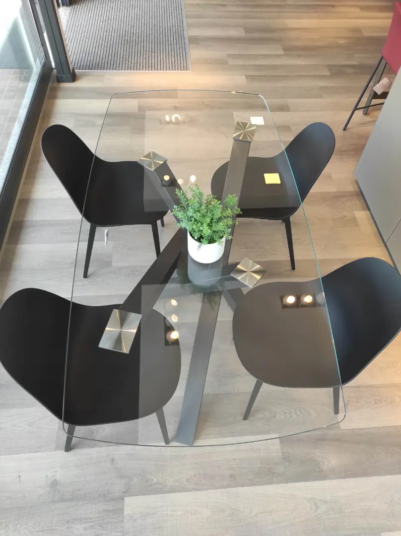 TAVOLO SHANGAI 90X180 CRISTALLO A BOTTE