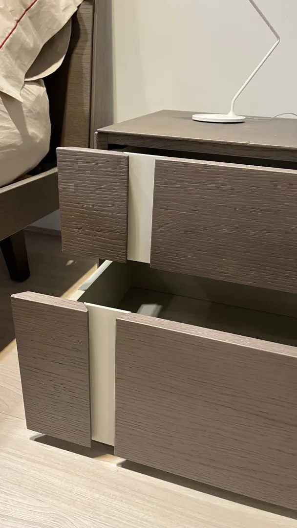Comodini Abaco da 55 e settimanale Abaco da 75 cm Rovere Argilla