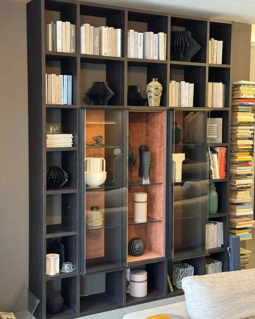 Selecta Lema composizione libreria con teche rovere moro 