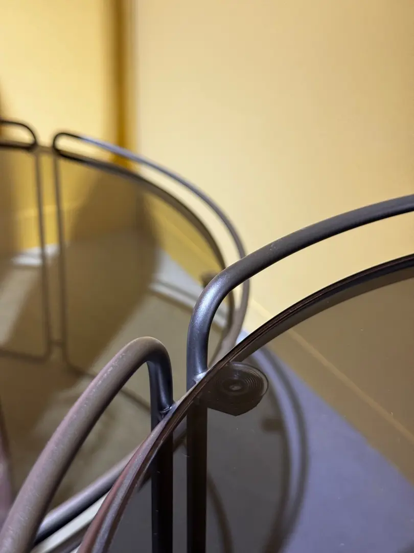 tavolino tondo Monolith metallo e vetro bronzato