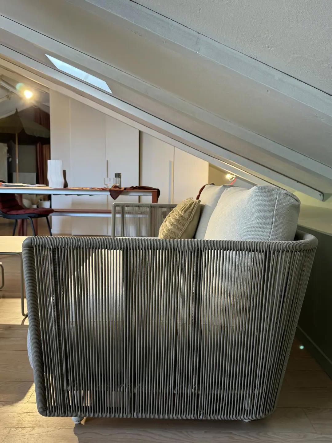 Coral divano imbottito 2 posti Outdoor alluminio corda