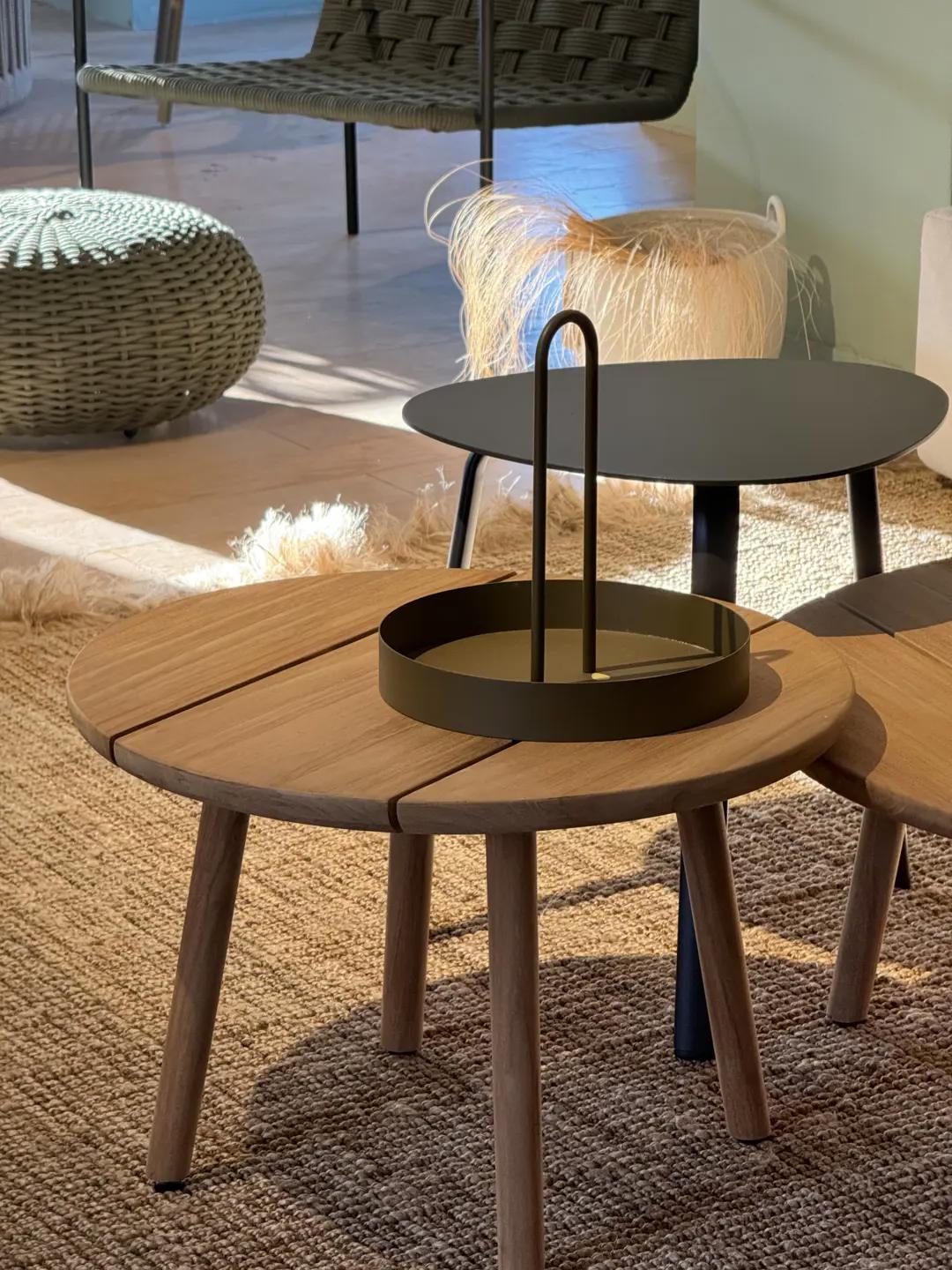 pouf Jackie tondo intrecciato verde