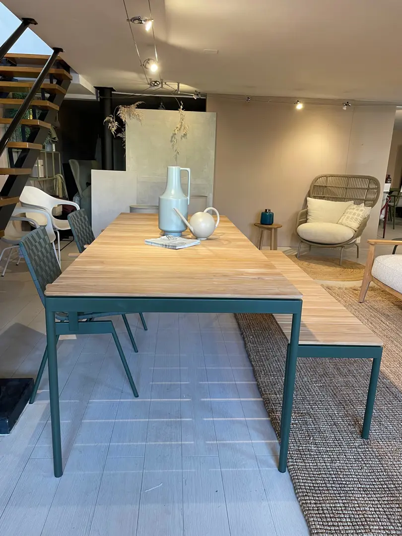 Ville tavolo Outdoor verde con panca e 2 poltroncine