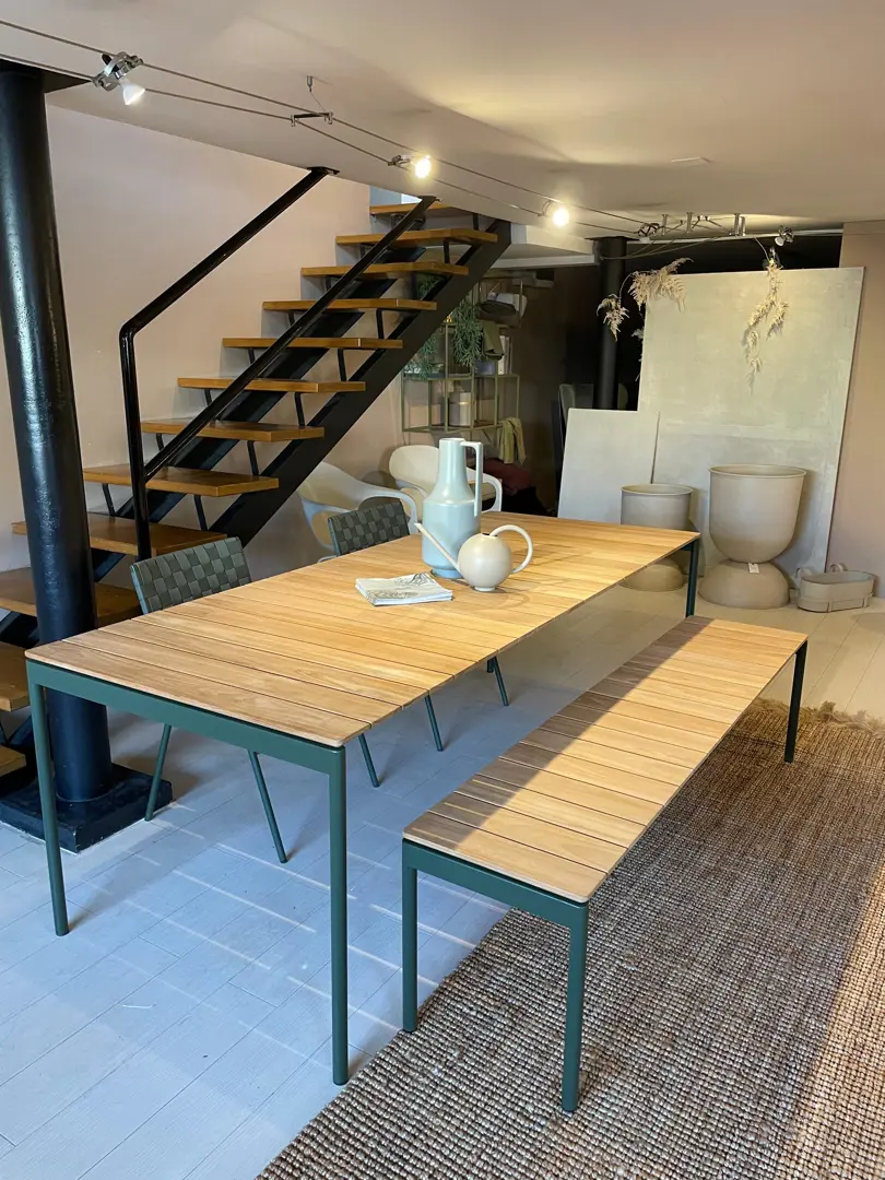 Ville tavolo Outdoor verde con panca e 2 poltroncine