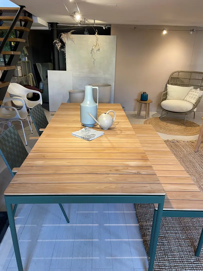 Ville tavolo Outdoor verde con panca e 2 poltroncine