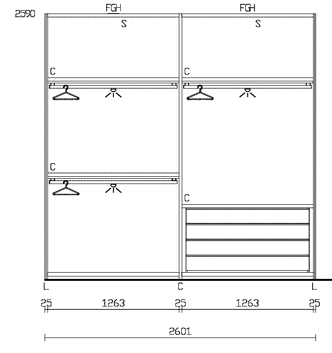 Armadio Fitted L 260 cm