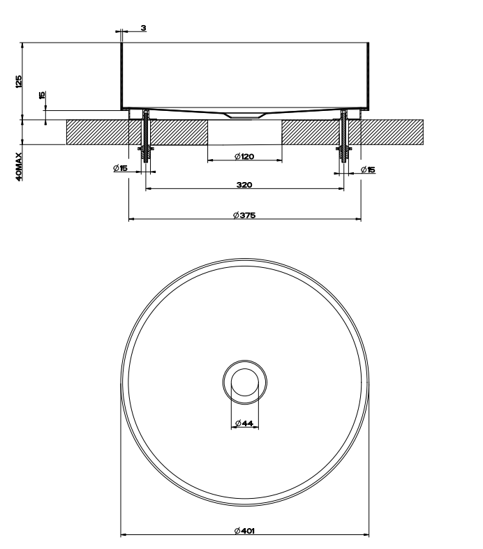 Lavabo d'appoggio in acciaio inox Gessi