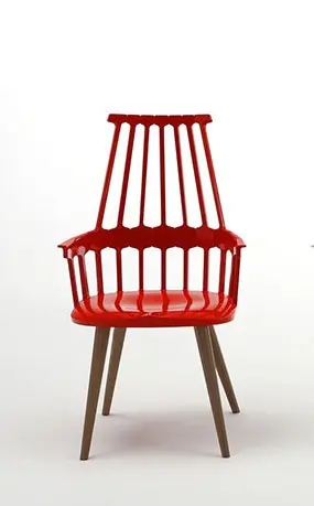Sedia Comback Rossa gambe legno