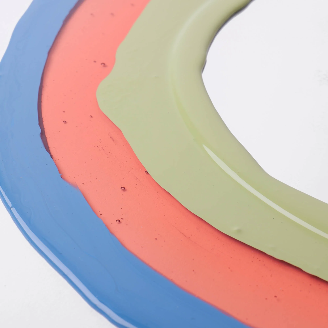 Specchio Mirror - Clear Light Ruby, Cerulean, Olive