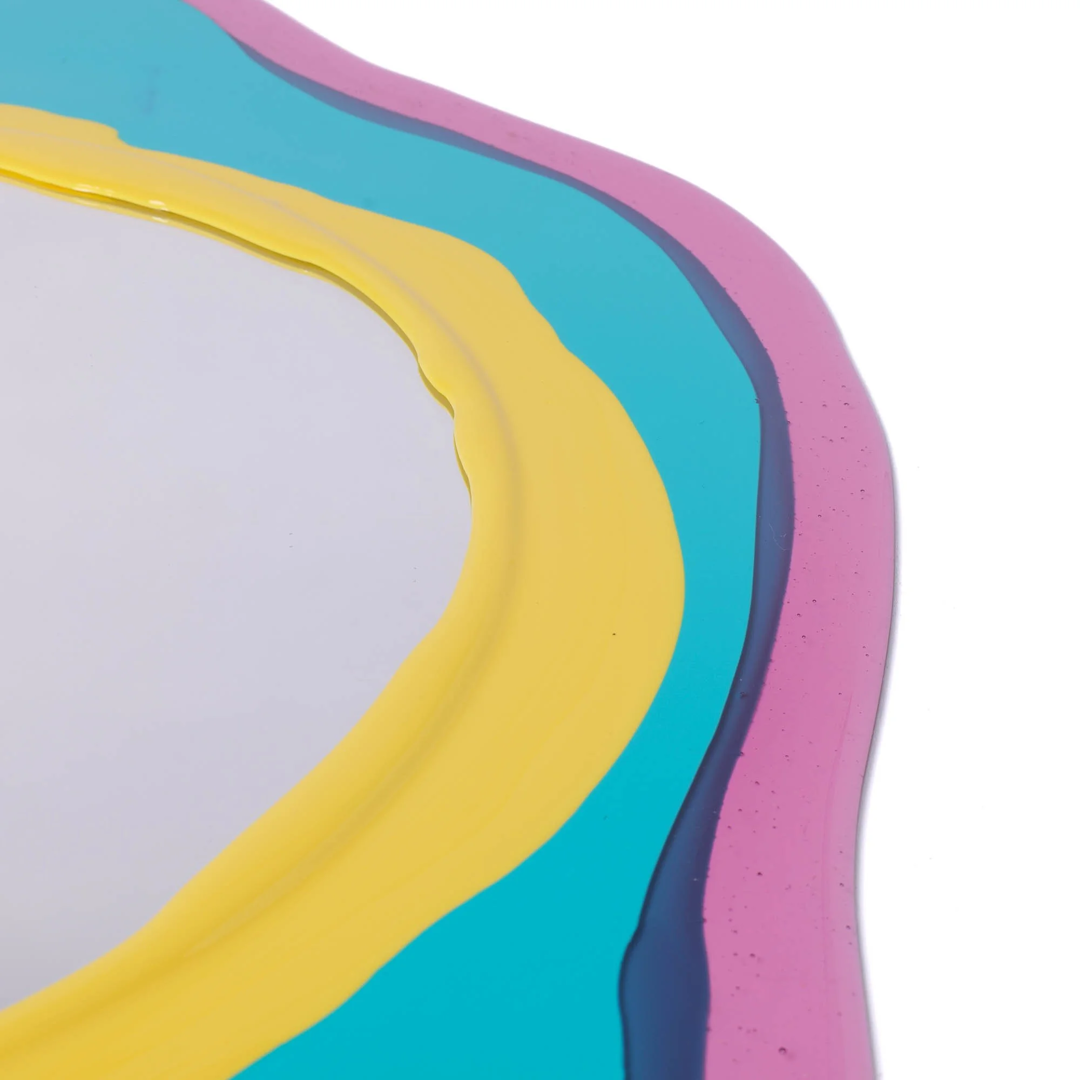 Specchio Mirror - Clear Antique Pink, Turquoise, Pastel Yellow