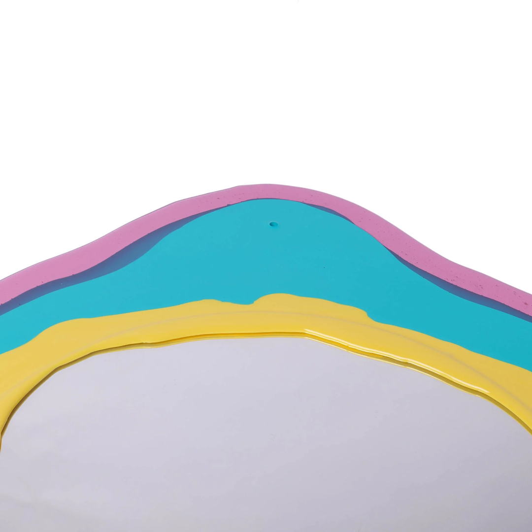 Specchio Mirror - Clear Antique Pink, Turquoise, Pastel Yellow